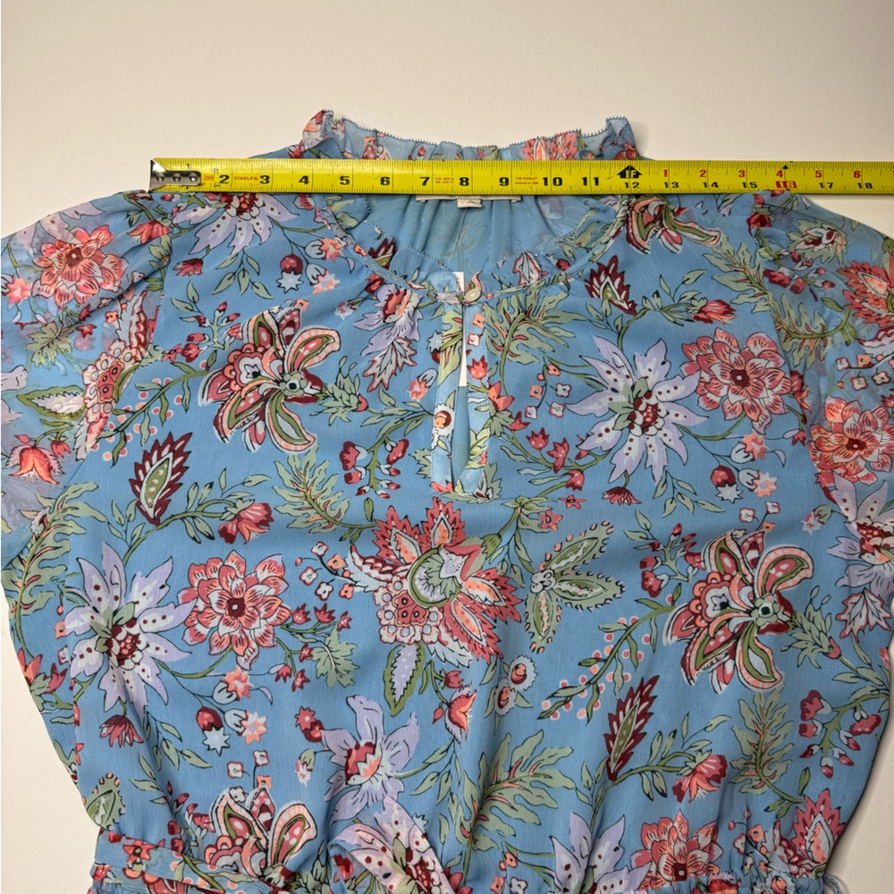 NWT LOFT Floral Print Midi Dress in Blue and Pink - Picture 6 of 10